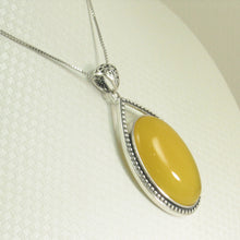 Load image into Gallery viewer, 9210664-Cabochon-Oval-Yellow-Agate-Solid-Sterling-Silver-Pendant-Necklace
