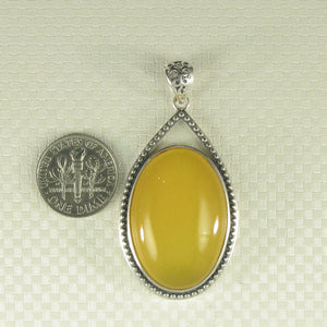 9210664-Cabochon-Oval-Yellow-Agate-Solid-Sterling-Silver-Pendant-Necklace