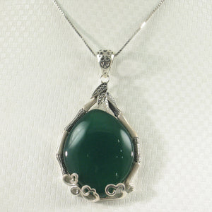 9210673-Solid-Sterling-Silver-Cabochon-Oval-Green-Agate-Pendant