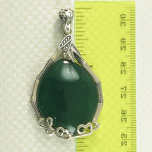 Load image into Gallery viewer, 9210673-Solid-Sterling-Silver-Cabochon-Oval-Green-Agate-Pendant