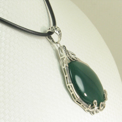 9210673-Solid-Sterling-Silver-Cabochon-Oval-Green-Agate-Pendant