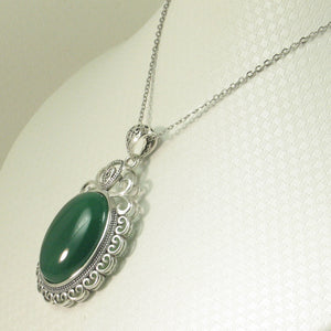 9210703-Solid-Sterling-Silver-Large-Cabochon-Oval-Green-Agate-Pendant