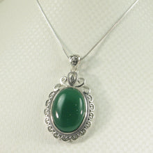 Load image into Gallery viewer, 9210703-Solid-Sterling-Silver-Large-Cabochon-Oval-Green-Agate-Pendant
