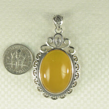 Load image into Gallery viewer, 9210704-Large-Cabochon-Oval-Yellow-Agate-Solid-Sterling-Silver-Pendant