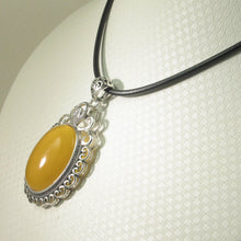 Load image into Gallery viewer, 9210704-Large-Cabochon-Oval-Yellow-Agate-Solid-Sterling-Silver-Pendant