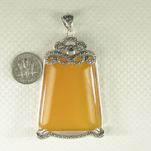 Load image into Gallery viewer, 9210734-Solid-Sterling-SilverLarge-Cabochon-Honey-Agate-Pendant