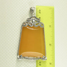 Load image into Gallery viewer, 9210734-Solid-Sterling-SilverLarge-Cabochon-Honey-Agate-Pendant