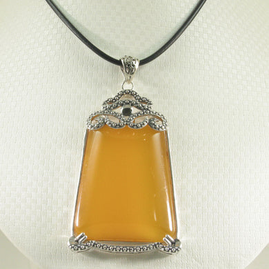 9210734-Solid-Sterling-SilverLarge-Cabochon-Honey-Agate-Pendant
