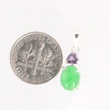 Load image into Gallery viewer, 9211093-Solid-Sterling-Silver-.925-Amethysts-Green-Jade-Pendant