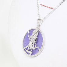 Load image into Gallery viewer, 9211102-Sterling-Silver-Guan-Gong-Tablet-Lavender-Jade-Oriental-Pendant