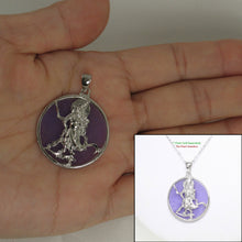 Load image into Gallery viewer, 9211102-Sterling-Silver-Guan-Gong-Tablet-Lavender-Jade-Oriental-Pendant