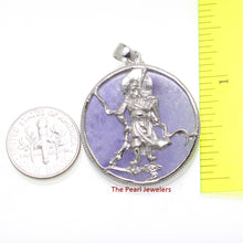 Load image into Gallery viewer, 9211102-Sterling-Silver-Guan-Gong-Tablet-Lavender-Jade-Oriental-Pendant