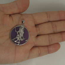 Load image into Gallery viewer, 9211102-Sterling-Silver-Guan-Gong-Tablet-Lavender-Jade-Oriental-Pendant