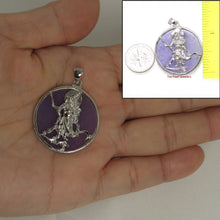 Load image into Gallery viewer, 9211102-Sterling-Silver-Guan-Gong-Tablet-Lavender-Jade-Oriental-Pendant