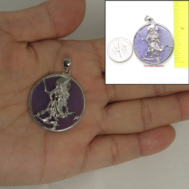 9211102-Sterling-Silver-Guan-Gong-Tablet-Lavender-Jade-Oriental-Pendant