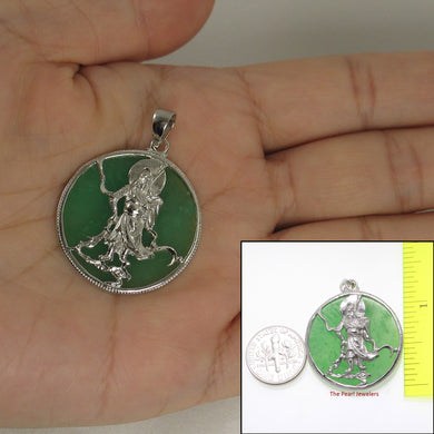 9211103-Sterling-Silver-Guan-Gong-Tablet-Green-Jade-Oriental-Pendant-Necklace