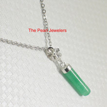 Load image into Gallery viewer, 9219993-Green-Jade-Tube-Pendant-Sterling-Silver-Plumeria-Bale