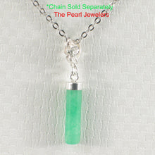 Load image into Gallery viewer, 9219993-Green-Jade-Tube-Pendant-Sterling-Silver-Plumeria-Bale