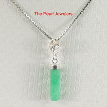 Load image into Gallery viewer, 9219993-Green-Jade-Tube-Pendant-Sterling-Silver-Plumeria-Bale