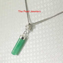 Load image into Gallery viewer, 9219993-Green-Jade-Tube-Pendant-Sterling-Silver-Plumeria-Bale