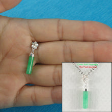 Load image into Gallery viewer, 9219993-Green-Jade-Tube-Pendant-Sterling-Silver-Plumeria-Bale