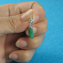 Load image into Gallery viewer, 9219993-Green-Jade-Tube-Pendant-Sterling-Silver-Plumeria-Bale