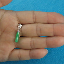 Load image into Gallery viewer, 9219993-Green-Jade-Tube-Pendant-Sterling-Silver-Plumeria-Bale