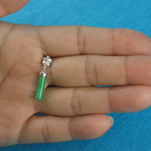 9219993-Green-Jade-Tube-Pendant-Sterling-Silver-Plumeria-Bale