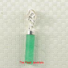 Load image into Gallery viewer, 9219993-Green-Jade-Tube-Pendant-Sterling-Silver-Plumeria-Bale