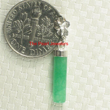 Load image into Gallery viewer, 9219993-Green-Jade-Tube-Pendant-Sterling-Silver-Plumeria-Bale