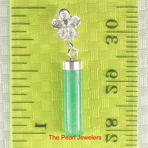 9219993-Green-Jade-Tube-Pendant-Sterling-Silver-Plumeria-Bale