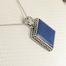 Load image into Gallery viewer, 9220072B-Genuine-Blue-Lapis-Lazuli-Pendant-Necklace-Solid-Sterling-Silver