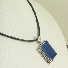 Load image into Gallery viewer, 9220072B-Genuine-Blue-Lapis-Lazuli-Pendant-Necklace-Solid-Sterling-Silver