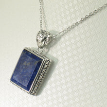 Load image into Gallery viewer, 9220076-Solid-Sterling-Silver-Genuine-Blue-Lapis-Lazuli-Pendant-Necklace