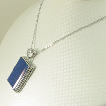 Load image into Gallery viewer, 9220083-Solid-Sterling-Silver-Genuine-Blue-Lapis-Lazuli-Pendant-Necklace