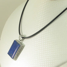 Load image into Gallery viewer, 9220084-Solid-Sterling-Silver-Genuine-Blue-Lapis-Lazuli-Pendant-Necklace