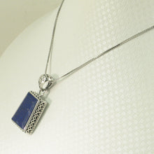 Load image into Gallery viewer, 9220091-Solid-Sterling-Silver-Genuine-Blue-Lapis-Lazuli-Pendant-Necklace