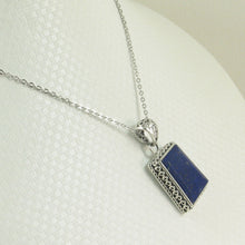 Load image into Gallery viewer, 9220091-Solid-Sterling-Silver-Genuine-Blue-Lapis-Lazuli-Pendant-Necklace