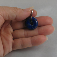 Load image into Gallery viewer, 9220113-Sterling-Silver-Donut-Real-Blue-Lapis-Lazuli-Pendant-Necklace