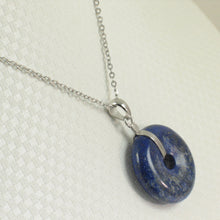 Load image into Gallery viewer, 9220114-Donut-Real-Blue-Lapis-Lazuli-Sterling-Silver-Pendant-Necklace