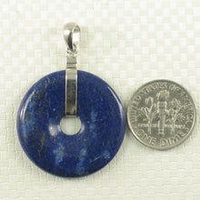 Load image into Gallery viewer, 9220123-Solid-Sterling-Silver-Real-Blue-Lapis-Lazuli-27mm-Donut-Pendant-Necklace