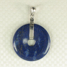 Load image into Gallery viewer, 9220123-Solid-Sterling-Silver-Real-Blue-Lapis-Lazuli-27mm-Donut-Pendant-Necklace