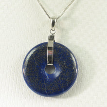 Load image into Gallery viewer, 9220124-Real-Solid-Sterling-Silver-Blue-Lapis-Lazuli-27mm-Donut-Pendant-Necklace