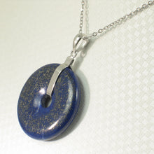 Load image into Gallery viewer, 9220124-Real-Solid-Sterling-Silver-Blue-Lapis-Lazuli-27mm-Donut-Pendant-Necklace