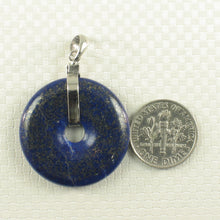 Load image into Gallery viewer, 9220124-Real-Solid-Sterling-Silver-Blue-Lapis-Lazuli-27mm-Donut-Pendant-Necklace