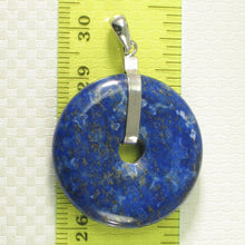 Load image into Gallery viewer, 9220125-Real-Solid-Sterling-Silver-Blue-Lapis-Lazuli-30mm-Donut-Pendant-Necklace