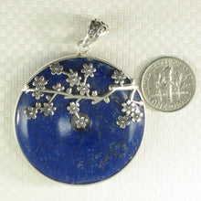 Load image into Gallery viewer, 9220126-Natural-Solid-Sterling-Silver-Blue-Lapis-Lazuli-40mm-Pendant-Necklace