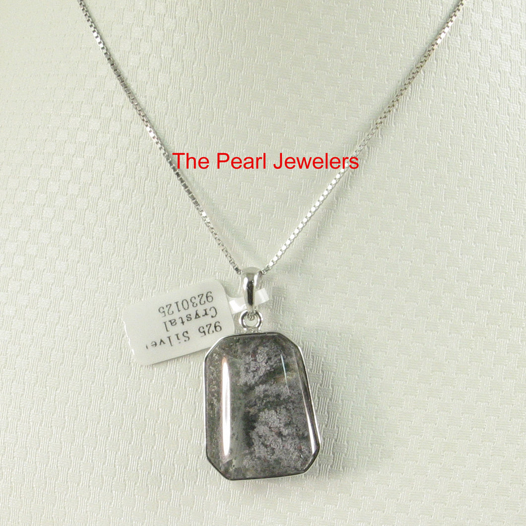 Green Ash Natural Multi-Inclusion Quartz Crystal Sterling Silver Necklace