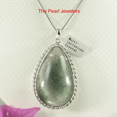 Sea Green Natural Multi-Inclusion Quartz Crystal Sterling Silver Necklace