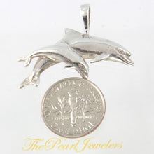 Load image into Gallery viewer, 9230216-Mother-Child-Dolphin-Sterling-Silver-Pendant-Necklace